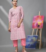 White & pink striped kurta