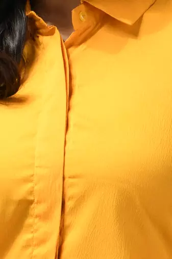 Yellow silk blend solid kurta
