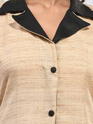 Beige matka solid a-line kurta 5