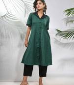 Green matka solid a-line kurta