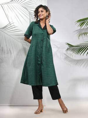 Green matka solid a-line kurta 2