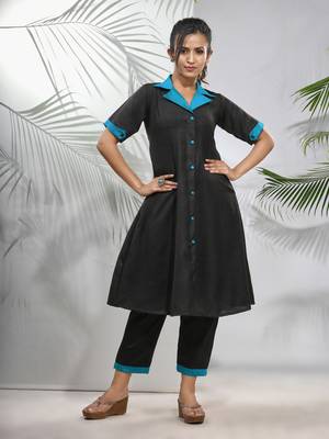 Black matka solid a-line kurta 2