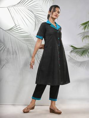 Black matka solid a-line kurta 3