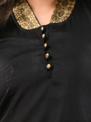 Black satin solid straight kurta 5