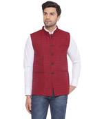 rayon sequence nehru jacket for men (maroon)