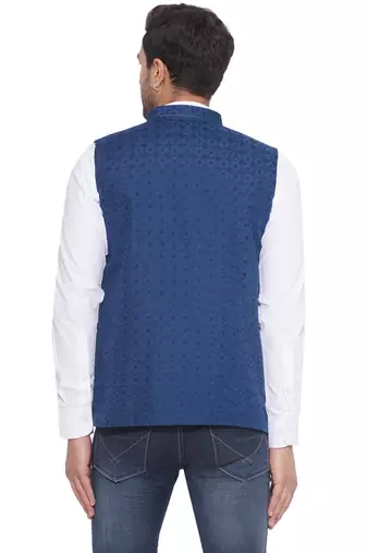rayon sequence nehru jacket for men (turquoise)