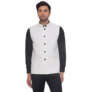rayon sequence nehru jacket for men (white) 1