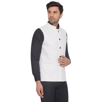 rayon sequence nehru jacket for men (white) 2