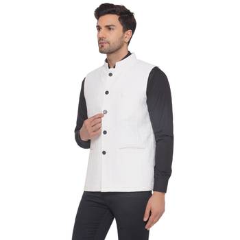 rayon sequence nehru jacket for men (white) 3