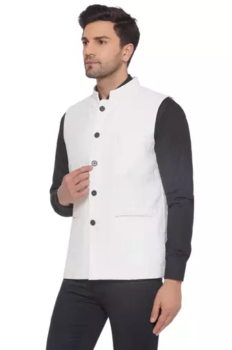 rayon sequence nehru jacket for men (white)