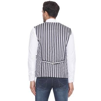 cotton poly striped waist coat for men (blue) 4