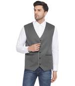 cotton poly striped waist coat for men (green)