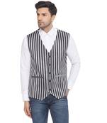 cotton poly striped waist coat for men (grey)