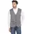 cotton poly striped waist coat for men (grey)