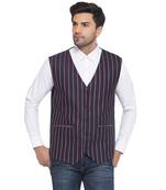 cotton poly striped waist coat for men (blue)
