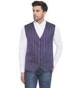cotton poly striped waist coat for men (blue)