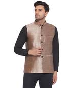 Veera paridhaan silk solid nehru jacket for men (golden)