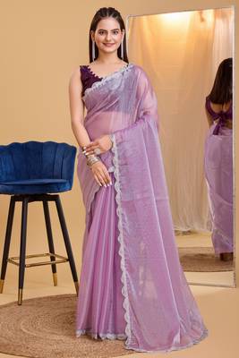 Purple Silk Woven  Saree With Unstitched Blouse 1
