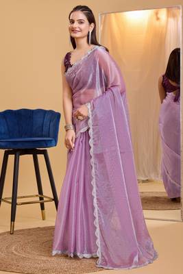 Purple Silk Woven  Saree With Unstitched Blouse 2