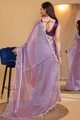 Purple Silk Woven  Saree With Unstitched Blouse 3