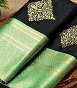 Black Silk Zari Work Embroidered Saree