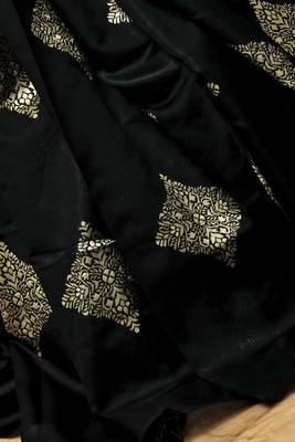 Black Silk Zari Work Embroidered Saree 5