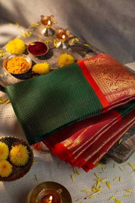 Green Art Silk Sarees Woven  Saree With Unstitched Blouse 1