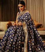 Blue Art Silk Woven Saree with Unstitched Blouse Piece