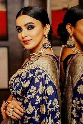 Blue Art Silk Woven Saree with Unstitched Blouse Piece 4