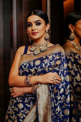 Blue Art Silk Woven Saree with Unstitched Blouse Piece 5