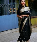 Black Art Silk Sarees Woven  Saree With Unstitched Blouse