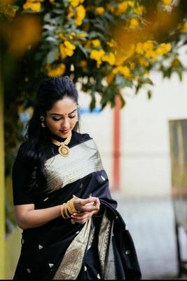 Black Art Silk Sarees Woven  Saree With Unstitched Blouse 4