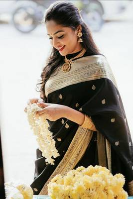 Black Art Silk Sarees Woven  Saree With Unstitched Blouse 5
