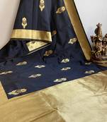 Black Art Silk Sarees Woven  Saree With Unstitched Blouse