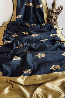 Black Art Silk Sarees Woven  Saree With Unstitched Blouse 3