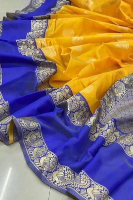 Yellow Art Silk Woven Saree With Unstitched Blouse 3