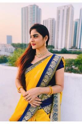 Yellow Art Silk Woven Saree With Unstitched Blouse 1