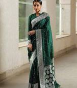 Green Silk Blend Sarees Woven  Saree With Unstitched Blouse