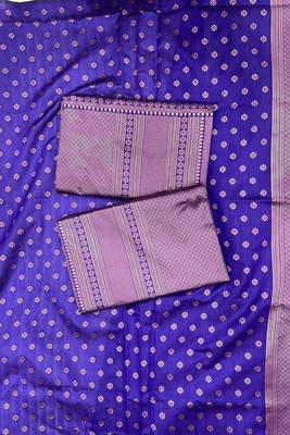 Purple Art Silk Golden Zari Work Saree with Blouse 5