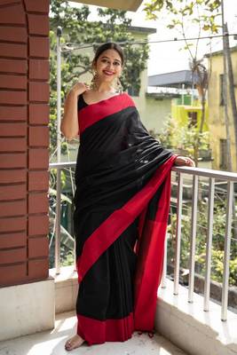 Black Art Silk Woven Saree With Unstitched Blouse 1
