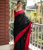 Black Art Silk Woven Saree With Unstitched Blouse