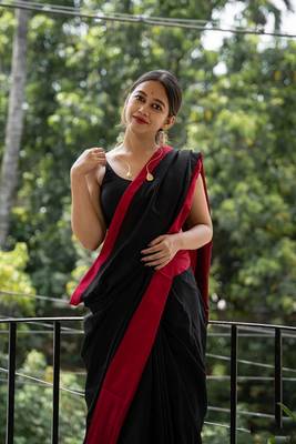 Black Art Silk Woven Saree With Unstitched Blouse 5