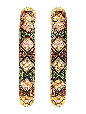 Gold plated meenakari cz stone 2pc bangle kada 3