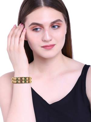 Gold plated meenakari cz stone 2pc bangle kada 5