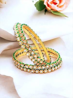 Gold plated kundan 4pc bangle 1