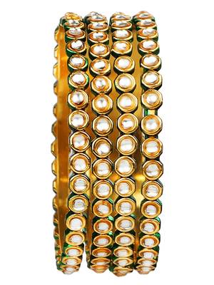 Gold plated kundan 4pc bangle 3