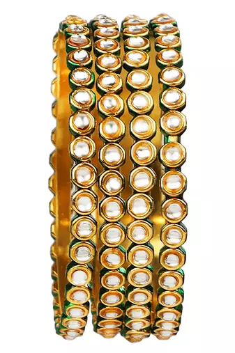 Gold plated kundan 4pc bangle