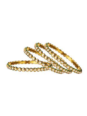 Gold plated kundan 4pc bangle 4