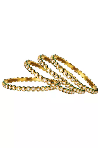 Gold plated kundan 4pc bangle