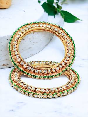 Rajputi gold plated kundan 2pc bangle kada 1